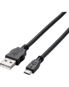 microUSB Cable/A-microB/2A - Rapid charging compatible/0.8m/Black 1เส้น