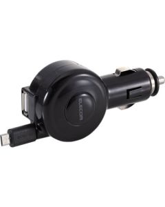 In-car/Car charger for tablet/Micro B + USB Hub type/0.65m(reel)/2.4A/Black 1อัน
