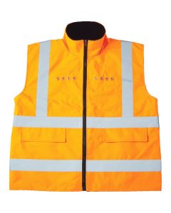 เสื้อกั๊กเซฟตี้พร้อมผ้าฟลีซ สีส้ม พร้อมไฟ LED