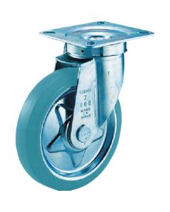 Plate Type Gray Rubber Caster (tire mark less type) Flexible