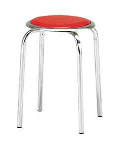 เก้าอี้กลมขาชุบ Φ320XH445 สีแดง