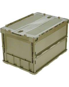 กล่องพลาสติกพับได้แบบบาง มีฝา 50L Olive Drab