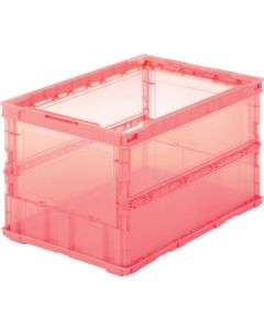 กล่องพลาสติกพับได้ SKELCON ไม่มีฝา 50L Transparent Red