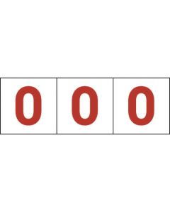 สติกเกอร์ตัวเลข - พื้นหลังใส/ตัวอักษรสีแดง 100 x 100 "0" 3 แผ่น รวม 3 แผ่น
