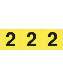 สติกเกอร์ตัวเลข - 30 x 30 "2" พื้นหลังสีเหลือง/ตัวอักษรสีดำ รวม 3 แผ่น