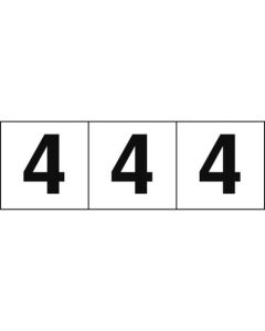 สติกเกอร์ตัวเลข 30 x 30 "4" พื้นหลังขาว/ตัวอักษรดำ 3 แผ่น