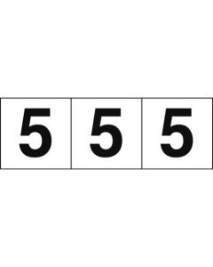 สติกเกอร์ตัวเลข 30 x 30 "5" ตัวอักษร ขาว/ดำ 3 แผ่น
