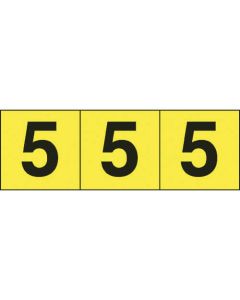 สติกเกอร์ตัวเลข 30 x 30 "5" พื้นหลังเหลือง/ตัวอักษรดำ 3 แผ่น