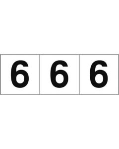 สติ๊กเกอร์ตัวเลข 30 x 30 "6" ตัวอักษร ขาว/ดำ 3 แผ่น