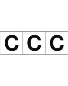 สติกเกอร์ตัวอักษร 30 x 30 "C" พื้นหลังขาว/ตัวอักษรดำ 3 ชิ้น