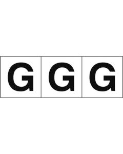 สติกเกอร์ตัวอักษร 30 x 30 "G" พื้นหลังขาว/ตัวอักษรดำ 3 ชิ้น