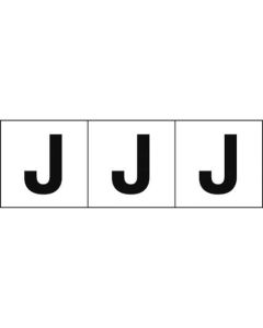 สติกเกอร์ตัวอักษร 30 x 30 "J" พื้นหลังขาว/ตัวอักษรดำ 3 ชิ้น
