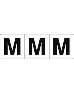 สติกเกอร์ตัวอักษร 30 x 30 "M" พื้นหลังขาว/ตัวอักษรดำ 3 ชิ้น