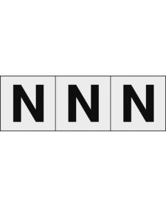 สติกเกอร์ตัวอักษร 30 x 30 "N" ตัวอักษรใส/ดำ 3 ชิ้น