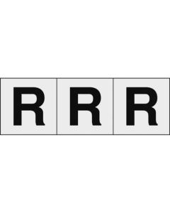 สติกเกอร์ตัวอักษร 30 x 30 "R" ใส/ตัวอักษรดำ 3 ชิ้น
