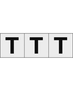 สติกเกอร์ตัวอักษร 30 x 30 "T" ตัวอักษรใส/ดำ 3 ชิ้น