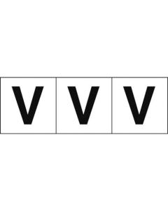 สติกเกอร์ตัวอักษร 30 x 30 "V" พื้นหลังขาว/ตัวอักษรดำ 3 ชิ้น