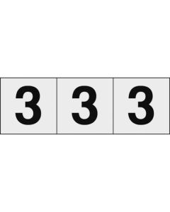 สติกเกอร์ตัวเลข 50 x 50 "3" พื้นหลังใส/ตัวอักษรดำ 3 ชิ้น