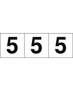 สติกเกอร์ตัวเลข 50 x 50 "5" ตัวอักษร ขาว/ดำ 3 แผ่น