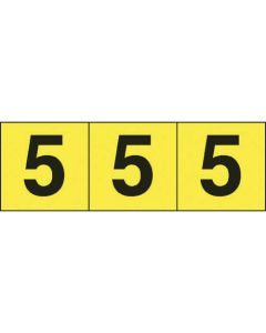 สติกเกอร์ตัวเลข 50 x 50 "5" พื้นหลังเหลือง/ตัวอักษรดำ 3 แผ่น