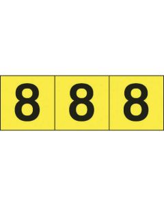 สติกเกอร์ตัวเลข 50 x 50 "8" สีเหลืองพื้น/ตัวอักษรดำ 3 ชิ้น