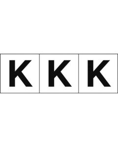 สติกเกอร์ตัวอักษร 50 x 50 "K" พื้นหลังขาว/ตัวอักษรดำ 3 ชิ้น