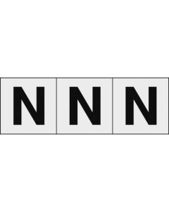 สติกเกอร์ตัวอักษร 50 x 50 "N" ตัวอักษรใส/ดำ 3 ชิ้น