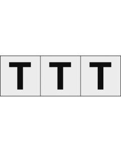 สติกเกอร์ตัวอักษร 50 x 50 "T" พื้นหลังใส/ตัวอักษรสีดำ 3 ชิ้น