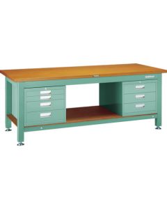 Heavy-Duty Workbench c/w 3 4 Cabinets