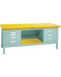 Heavy-Duty Workbench c/w 3 4 Cabinets