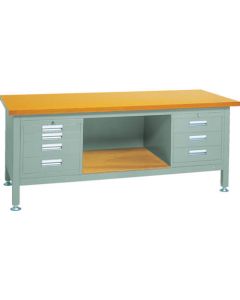 Heavy-Duty Workbench c/w 3 4 Cabinets