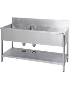 อ่างล้างจานแบบสองถังพร้อมตัวระบายน้ำ