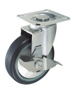 Plate Type Noise Reduction Caster (nylon wheel rubber tire/stainless steel fittings) With flexible stopper