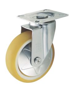Plate Type Noise Reduction Caster (nylon wheel urethane tire/stainless steel fittings)  Flexible
