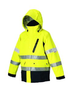 ชุดป้องกันทัศนวิสัยสูง (ชั้น 3) เสื้อแจ็กเก็ตสีเหลืองเรืองแสง LL
