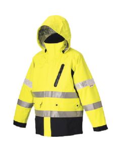 ชุดป้องกันทัศนวิสัยสูง (ชั้น 3) เสื้อแจ็คเก็ตสีเหลืองเรืองแสง M