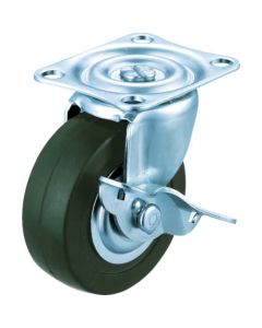 Plate Type Caster TYG Series (rubber wheel)  With flexible stopper