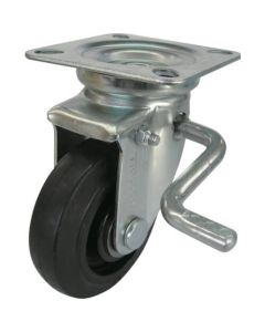 Plate Type Caster (nylon wheel rubber tire)  With Flexible Double Stopper