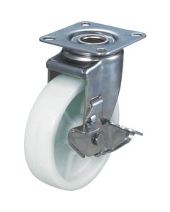 Plate Type Caster (nylon wheel/stainless steel metal fittings)  With flexible stopper