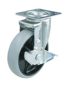 Plate Type Caster TYS Series (nylon wheel urethane tire)  With flexible stopper