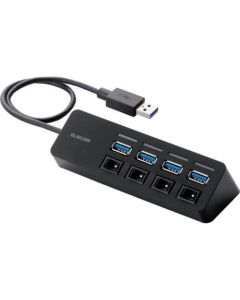 แม่เหล็กฮับ USB 3.0 4 พอร์ต/สวิตช์แต่ละชนิด สีดำ