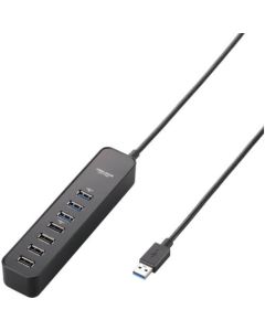 ฮับ USB 7 พอร์ตพร้อมพอร์ต USB 3.0 พร้อมแม่เหล็กสีดำ
