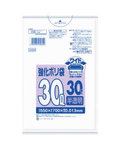 ถุงพลาสติกเสริมแรงขนาดกว้าง 30L UH34 โปร่งแสง 30 ใบ