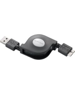 USB 3.0 Cable/0.7m/Retractable/A-microB/Black 1เส้น