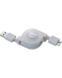 USB 3.0 Cable/0.7m/Retractable/A-microB/White 1เส้น