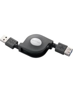 สายต่อ USB 3.0 แบบม้วน ชนิด A-A ยาว 0.7 ม. สีดำ