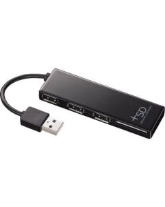 ฮับ USB 2.0 พร้อมตัวอ่านการ์ด SD (สีดำ)