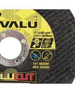VALU CUT แผ่นตัดเหล็ก 4"X1 มม. ดำ