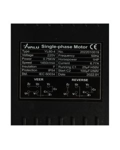 มอเตอร์ YL80-4 0.75 KW 1HP 2สาย 4P 220V