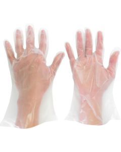 ถุงมือโพลีเอทิลีนแบบใช้แล้วทิ้ง ด้านนอกหนา นูน S (200 ชิ้น)